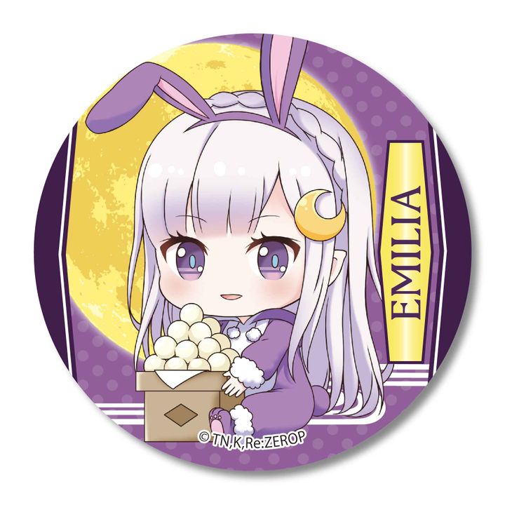 Re:Zero kara Hajimeru Isekai Seikatsu Can Badge Tsukimi Ver. Emilia