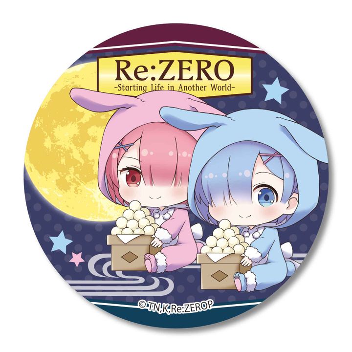 Re:Zero kara Hajimeru Isekai Seikatsu Can Badge Tsukimi Ver. Ram & Rem
