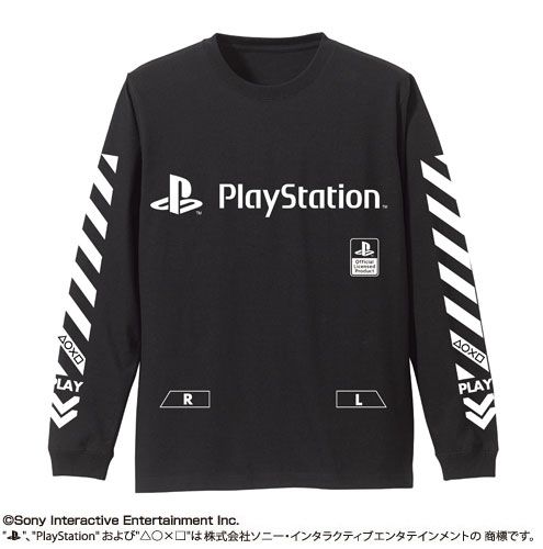 Play Station Sleeve Rib Long Sleeve T-shirt Play Station Black (Size S, M, L, XL)