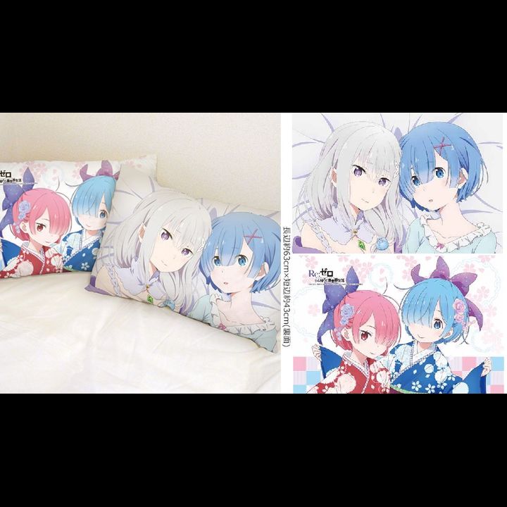 Re:Zero kara Hajimeru Isekai Seikatsu Pillow Cover Emilia & Ram & Rem