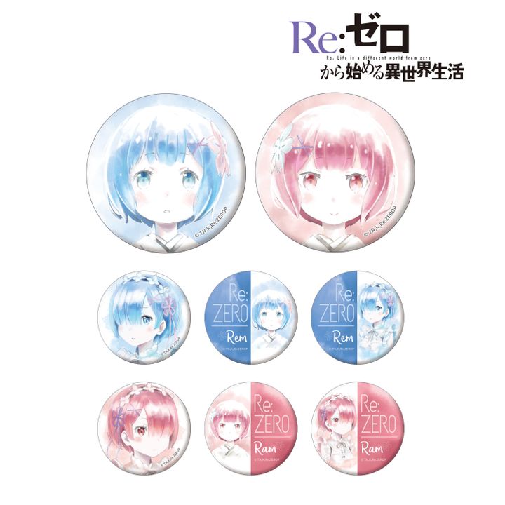 Re:Zero kara Hajimeru Isekai Seikatsu Trading Ani-Art Can Badge Rem & Ram [Set of 8]