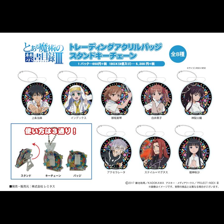 To Aru Majutsu no Index III Trading Acrylic Badge Stand Key Chain [Set of 8]