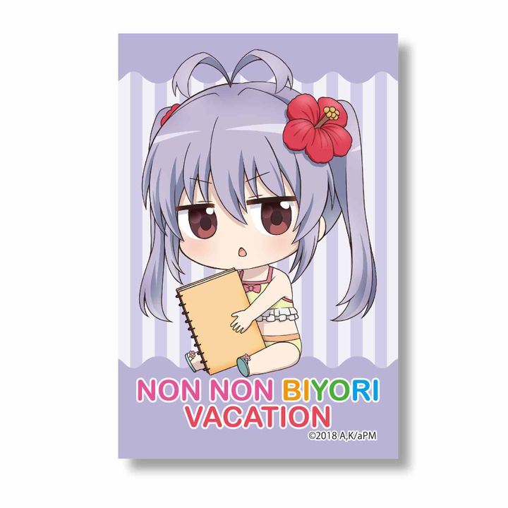 Non Non Biyori Vacation GyuGyutto Big Square Can Badge Miyauchi Renge (Hibiscus)