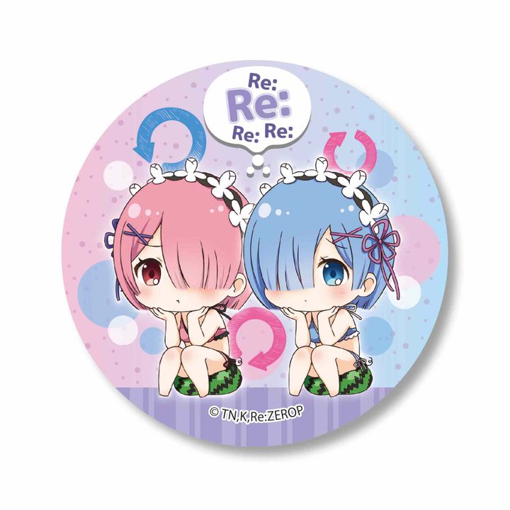 Re:Zero kara Hajimeru Isekai Seikatsu Nayamun Can Badge Ram & Rem