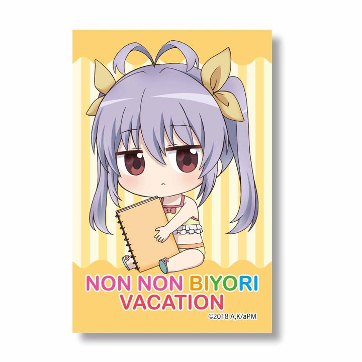 Non Non Biyori Vacation GyuGyutto Big Square Can Badge Miyauchi Renge (Ribbon)