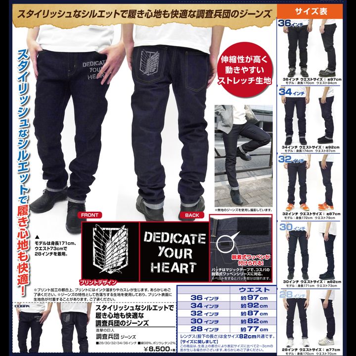 Attack on Titan Survey Corps Jeans (28 - 36 INCH)