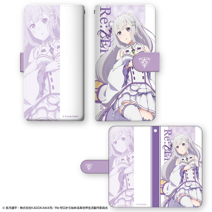 Re:Zero kara Hajimeru Isekai Seikatsu Book Style Smartphone Case Design 01 Emilia (L Size)