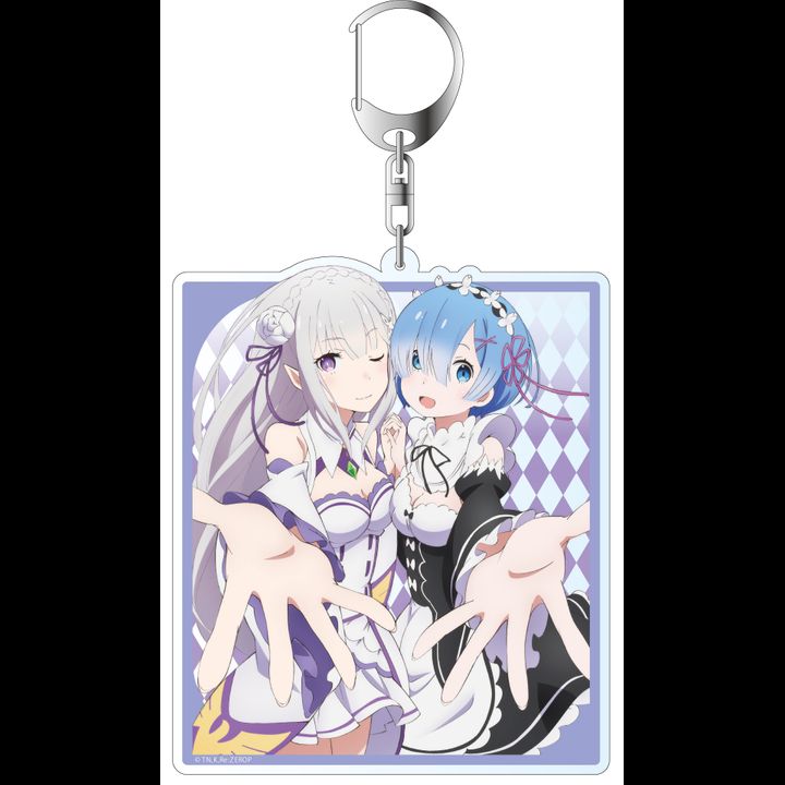 Re:Zero kara Hajimeru Isekai Seikatsu Deka Key Chain Emilia & Rem