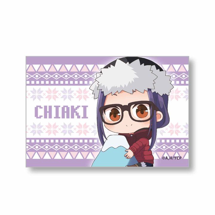 Yurucamp GyuGyutto Big Square Can Badge Mt. Fuji Ver. Ogaki Chiaki