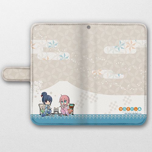 Yurucamp Book Type Smartphone Case Nadeshiko & Rin / Kimono (L Size)