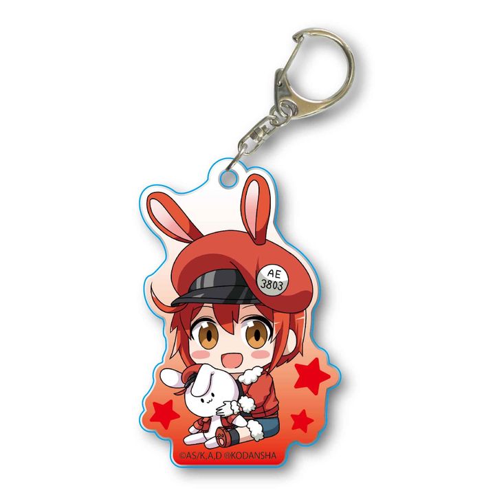 Cells at Work! GyuGyutto Acrylic Key Chain Usamimi Ver. Red Blood Cell