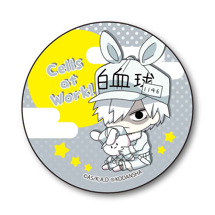 Cells at Work! GyuGyutto Can Badge Usamimi Ver. White Blood Cell (Neutrophil)