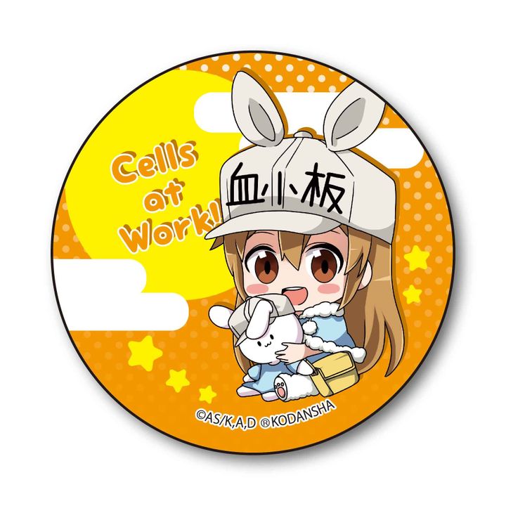 Cells at Work! GyuGyutto Can Badge Usamimi Ver. Platelet