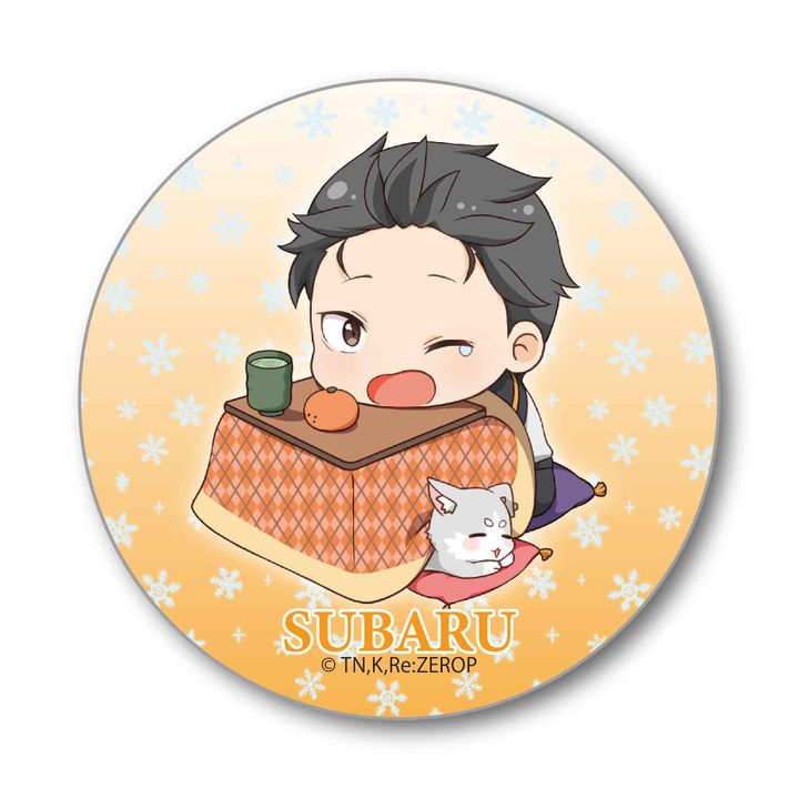 Re:Zero kara Hajimeru Isekai Seikatsu Can Badge Kotatsu Ver. Subaru