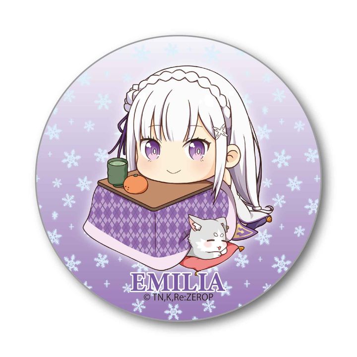 Re:Zero kara Hajimeru Isekai Seikatsu Can Badge Kotatsu Ver. Emilia