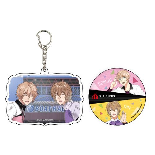 Acrylic Key Chain & Can Badge Set "Six Sicks" 04 Tadasunomori Rin & Haga Seiichi