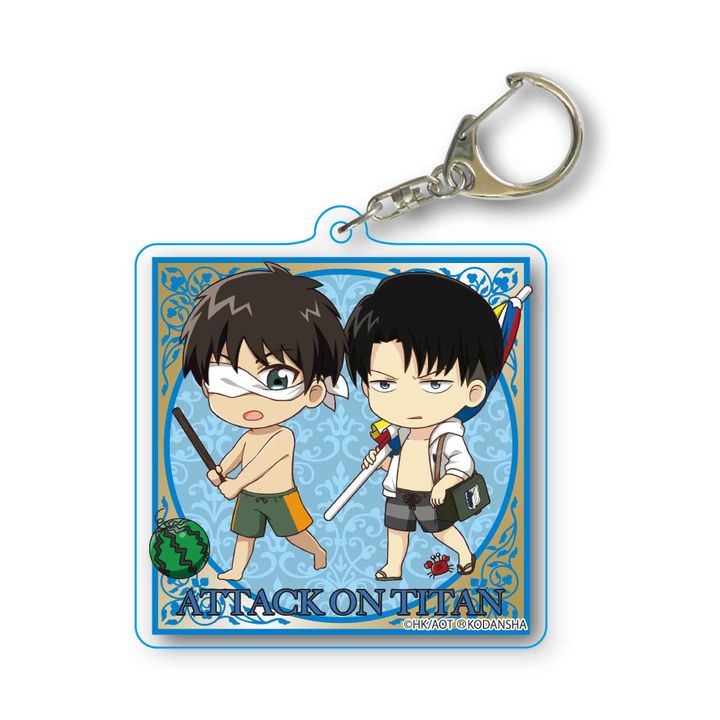 Attack on Titan Season 3 TEKUTOKO Choi Deka Acrylic Key Chain Eren & Levi Swimwear