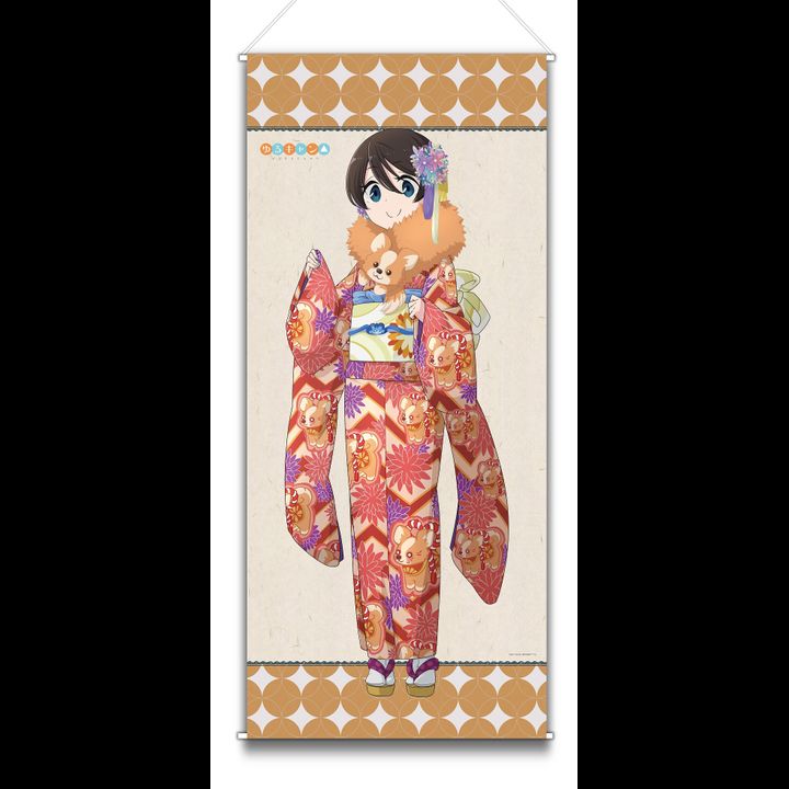 Yurucamp Original Illustration Ena Japanese Crepe Style Big Tapestry