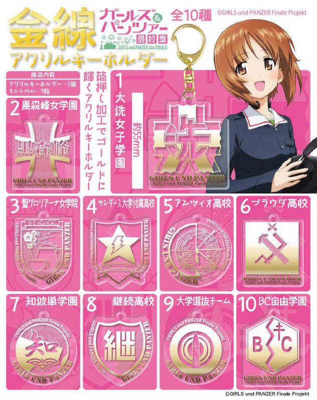 GIRLS und PANZER das Finale Gold Wire Acrylic Key Chain [SET OF 10]