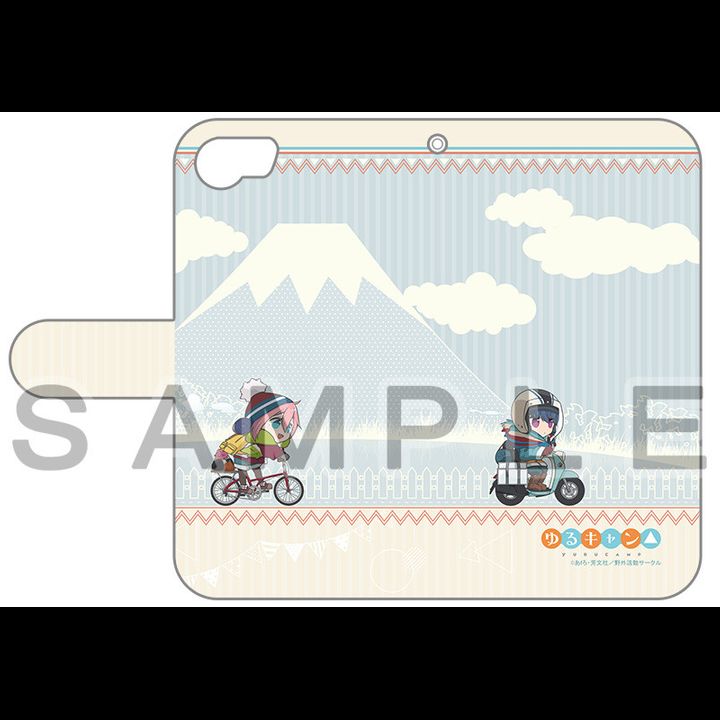 Yurucamp Book Type Smartphone Case for iPhone6&7&8 Nadeshiko & Rin at Lake Motosu 