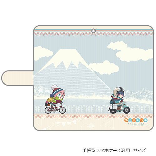 Yurucamp Book Type Smartphone Case Nadeshiko & Rin at Lake Motosu (L Size) (8.5x16cm)