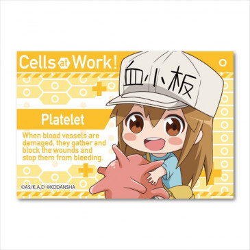 Cells at Work! GyuGyutto Big Square Can Badge Platelet