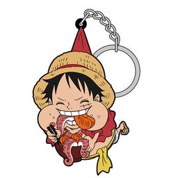 One Piece Luffy Tsumamare Key Chain Manpuku Ver.