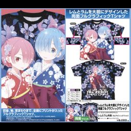 Re:Zero kara Hajimeru Isekai Seikatsu Rem & Ram Double-sided Full Graphic T-shirt (S,M,L,XL Size)