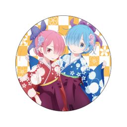 Re:Zero kara Hajimeru Isekai Seikatsu Deka Can Badge Rem & Ram B